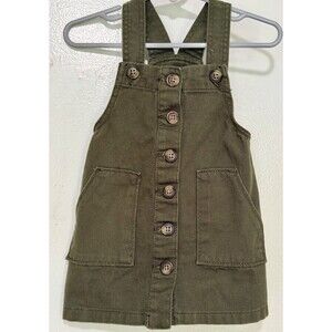 Wonder Nation Toddler Olive Green Button-Up Overalls Dress - Size 18M